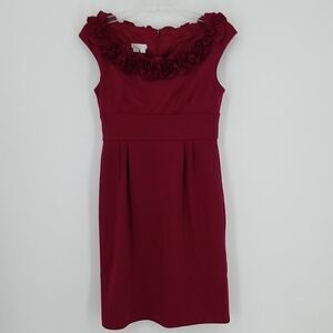 London Times Red Knit Sheath Dress